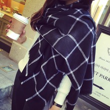 New Lady Women black white Plaid Cozy Checked font b Tartan b font Scarves Wraps shawl