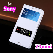 Flip Cover Luxury View Holster Phone Bag Sleeve Leather Case Shockproof Shell For Sony Xperia Z3 Compact / Z3 Mini D5803 D5833