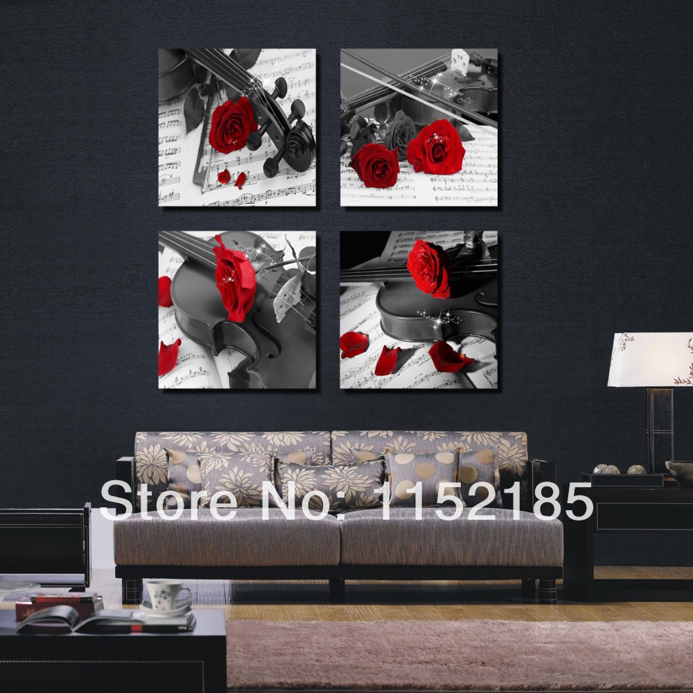 Black And Red Rose Art