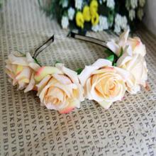 2015 Hot Sale Rose Floral Flower Garland Crown Headband Hair Band Bridal Festival Holiday New Arrival