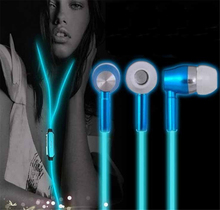 3.5mm In-ear Stereo Phone Headsets Luminous Glow Earphones Headphones Handsfree with Mic Ecouteur auriculares for iPhone Samsung