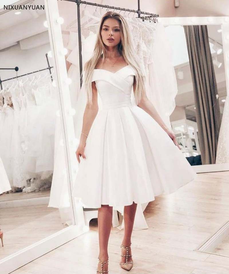 simple short white wedding dress
