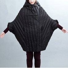 2016 New Original Design Women’s Winter White Duck Down Jacket Loose Cocoon Type Hooded Jackets Seventh Sleeve Long Coat JA060