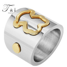 Free shipping. 2014 new arriving fashion women/ girl bear TOU ring. jewelry.  Titanium with 18K gold printing. European logo.