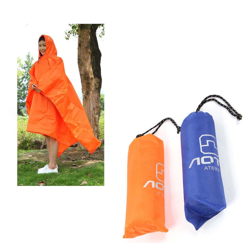 Outdoor-Travel-Equipment-Multi-purpose-Climbing-Cycling-Raincoat-Rain-Cover-Poncho-Waterproof-Camping-Tent-Mat-Orange