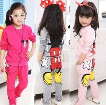 Baby Girls Clothing Sets Cartoon 2015 Spring/Autumn Children’s Wear Cotton Mickey Casual Tracksuits Kids Clothes Sports Suit