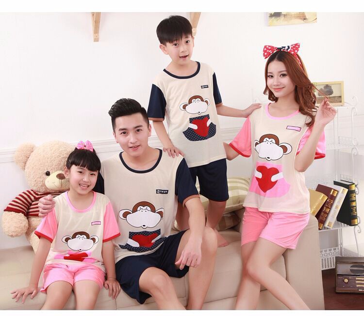 7 Family Matching Clothes Short Sleeve Tops+Shorts Family Set Clothes Printing Monkey Mother Daughter Family Matching Clothes