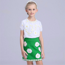 Girls Dresses Summer Kids Clothes Brand Designer Children Clothing Set Vetement Fille Toddler Girl Little Daisy Embroidery 2 Pcs