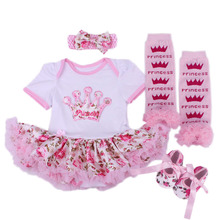 2015 Baby Christmas Dress 4pcs set Infant Baby Girls Birthday Romper Costumes Santa Clause Jumpersuit stockings
