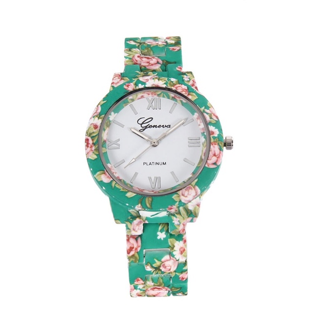 Zegarek damski GENEVA ceramiczne kwiaty rokoko różne kolory