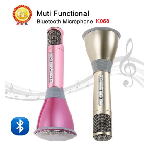 Hot Sales K068 Wireless Microphone microfone with Mic Speaker Condenser Mini Karaoke Player KTV Singing Record for Smart Phones Hot Sales K068 Wireless Microphone microfone with Mic Speaker Condenser Mini Karaoke Player KTV Singing Record for Smart Phones