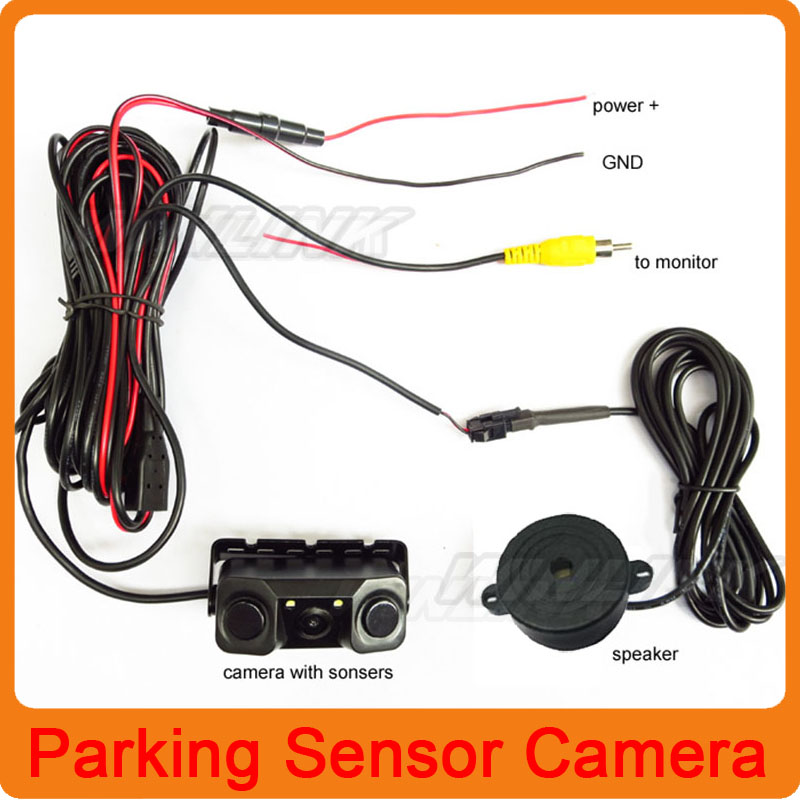 New Car Video Parking Sensor Camera Rearview Camera + 2 Sensor Video Display Indicator Bi Bi Alarm Car Reverse Sensor Camera