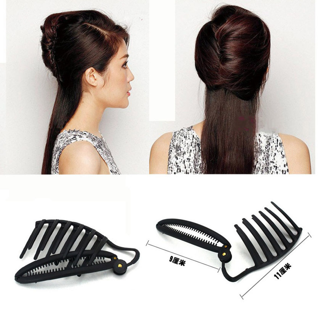 Women Diy Formal Hair Styling Updo Bun Comb And Clip Tool Set