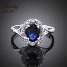 Fashion Jewelry silver Plated vintage big sapphire crystal CZ diamond ruby wedding lord of the Rings