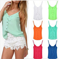 Summer Stylish Women Spaghetti Chiffon Blouse Strap camisole Vest big size 3XL Candy Color Sleeveless Tops