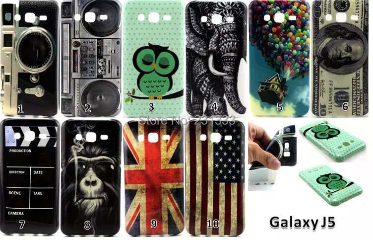 Soft Silicone Flag Cute Owl TPU Case For Samsung Galaxy J5 J7 J1 A5 A3 / Core Prime G360 / Grand Prime G530 Cover Skin 300pcs