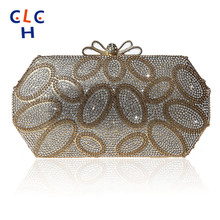Gold Evening Bags Crystal 2016 With Chain Oval Shine Elegant Sac De Soiree Mariage Avec Strass Borse Da Sera Di Cristallo Women