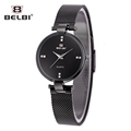 Women Quartz Watch Luxury Brand BELBI Watches Fashion Black Stainless Steel Watches Women Elegant Dress Wristwatch