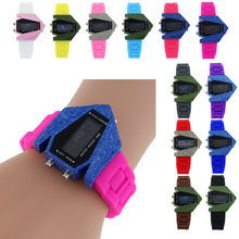 Apelando impermeable de los deportes de la aptitud de cerámica estilo de combate en forma de LED colorida mujeres reloj