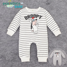 Puppy Dog Striped Baby Rompers Infant One-Piece Long Sleeve Jumpsuit Brand Baby Girls Boys Clothing