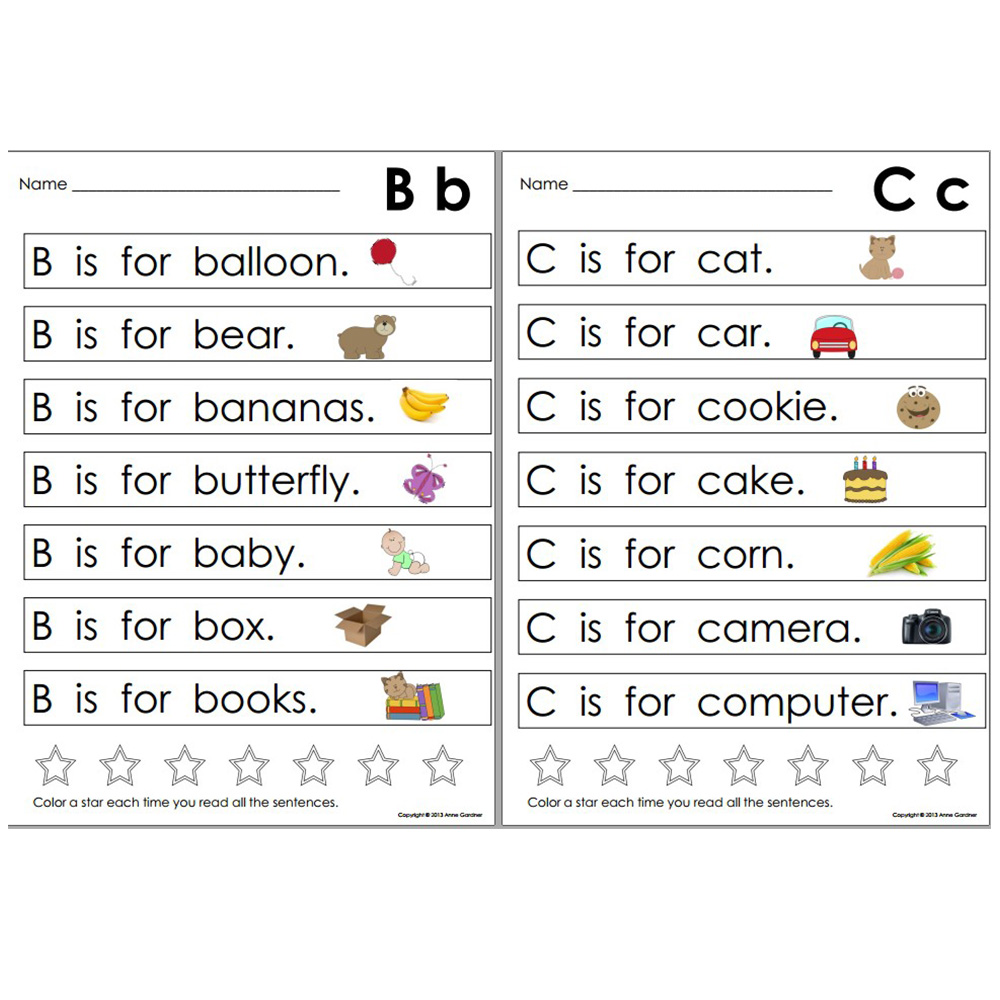 Learning ABC Alphabet Sentences English Workbook ...