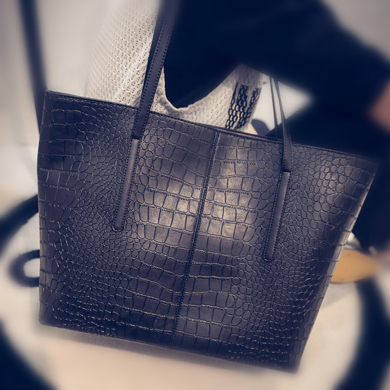 2016 Simple Fashion crocodile pattern Designers Brand handbags Large Capacity Women Bags PU LEATHER BAGS/Shoulder Tote Bags Big