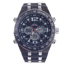 Weide WH-1107 Vogue hombres de cuarzo y tiempo Dual Display LED reloj de pulsera – negro + plata ( 1 x CR2016 )