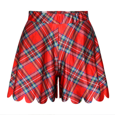 Fashion Women High Waist Short Skirts Summer Shorts Skirts Casual 3D Print Red font b Tartan