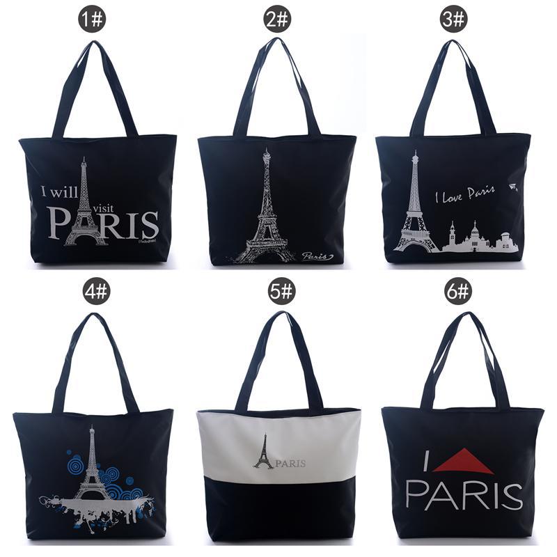 2015 Fashion Black Women Girls PARIS Towels Handbag Shoulder Bags Tote Bags Canvas Hobo Bags Free