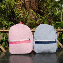 Seersucker kids backpack with pink & navy blue color