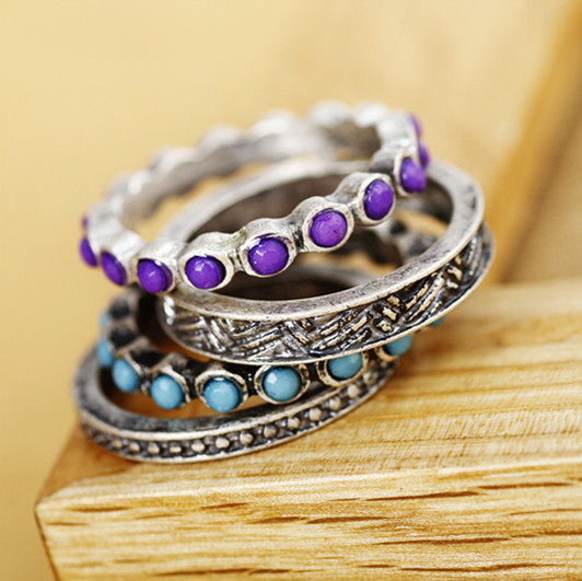 Fashion vintage accessories purple gorgeous luxury vintage ring set of ring wholesale charms R058TC