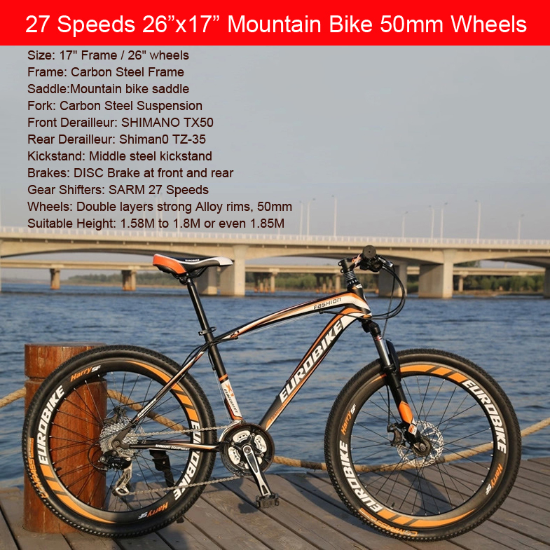 New !!27 Speeds Mountain Bike 26"X17" off road 27 Gears