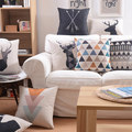 New Design Nordic Linen Geometric Flag And Crown Almofadas 45Cmx45Cm Square Home Decorating 1 Side Printing