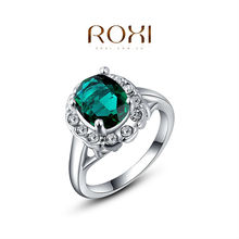 2015 new style ROXI CrystalPlatinum rose Gold Plated Green Zircon weedding Ring 8 color Fashion Jewelry