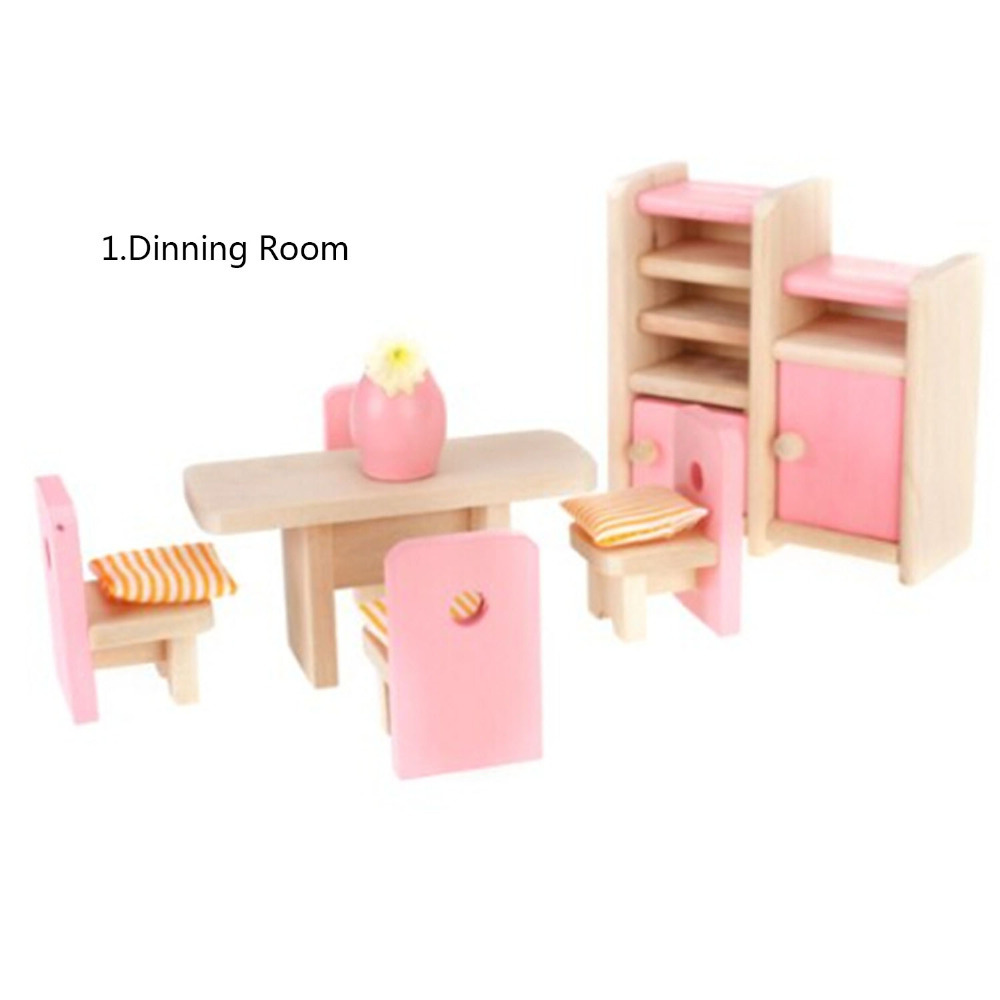 Entzückende holz miniatur puppenhaus möbel set kinder spielzeug ...