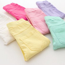 2016 Summer Elestic Waist Children Pants Girls Jeans Pants Candy Color Causal Jeans For Girls leggings Free Shipping