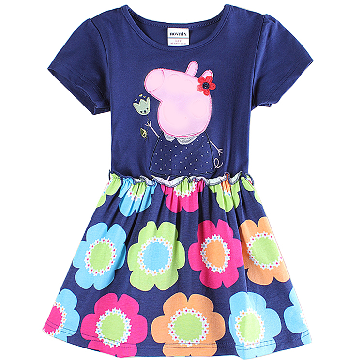 Girl princess dress children 100% cotton clothing dresses for girls kids cartoon pig summer dress girl clothes