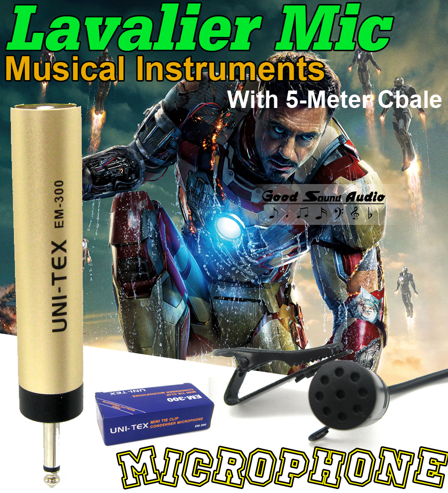 Professional Musical Instruments Lavalier Microphone Clip Tie Lapel Mic For PC Sax Voice Amplifier Megaphone Speaker Mixer Audio