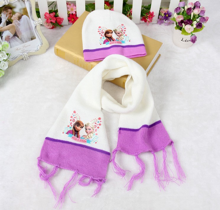 Free Shipping 2015 Warm Cotton Winter Hat And Scarf For Girls Baby Boy Winter Beanies Child Winter Sets