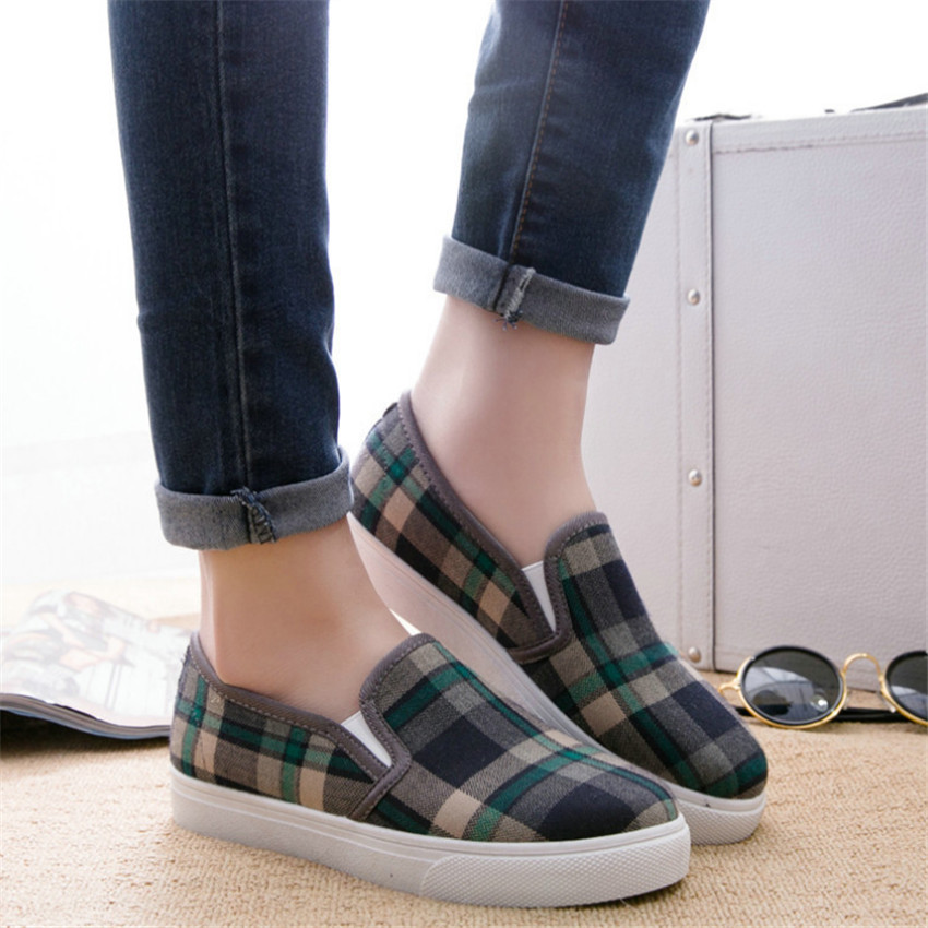 hot sale women flats shoes fashion wedge sneakers simple plaid women shoes casual shoes woman flat