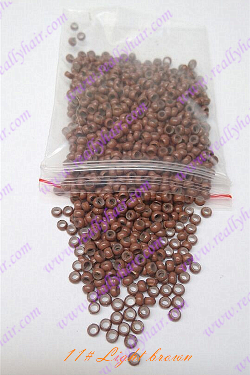 1000pcs pack Light brown silicone micro nano bead with silicone line for Nano font b Hair