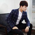 2016 Mens Blazers Jackets Man s Suit One Single Button Men s Leisure Casual Jacket Checked