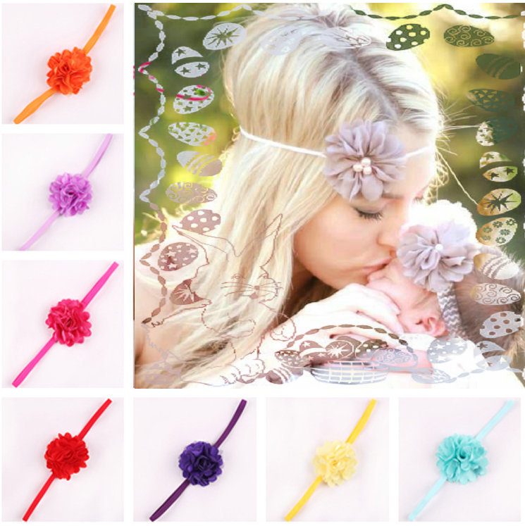17 Color Chiffon Flower hairband Hair Accessories Baby Girls Lace Headband Baby Infant girl Hair Weave