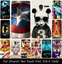 22 стилей Alcatel One Touch Pixi 3 чехол, Симпатичные окрашенные жесткого PC задняя крышка чехол для Alcatel Pixi 3 4.5 дюймов 4027X 4027D 4028A 4028E