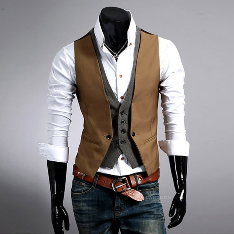 2015 autumn Fashion New Basic Casual Suit Vest Men...