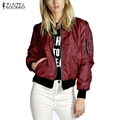 Brand Thin Jacket 2016 Spring Women Celeb Bomber Long Sleeve Coat Casual Stand Collar Slim Short