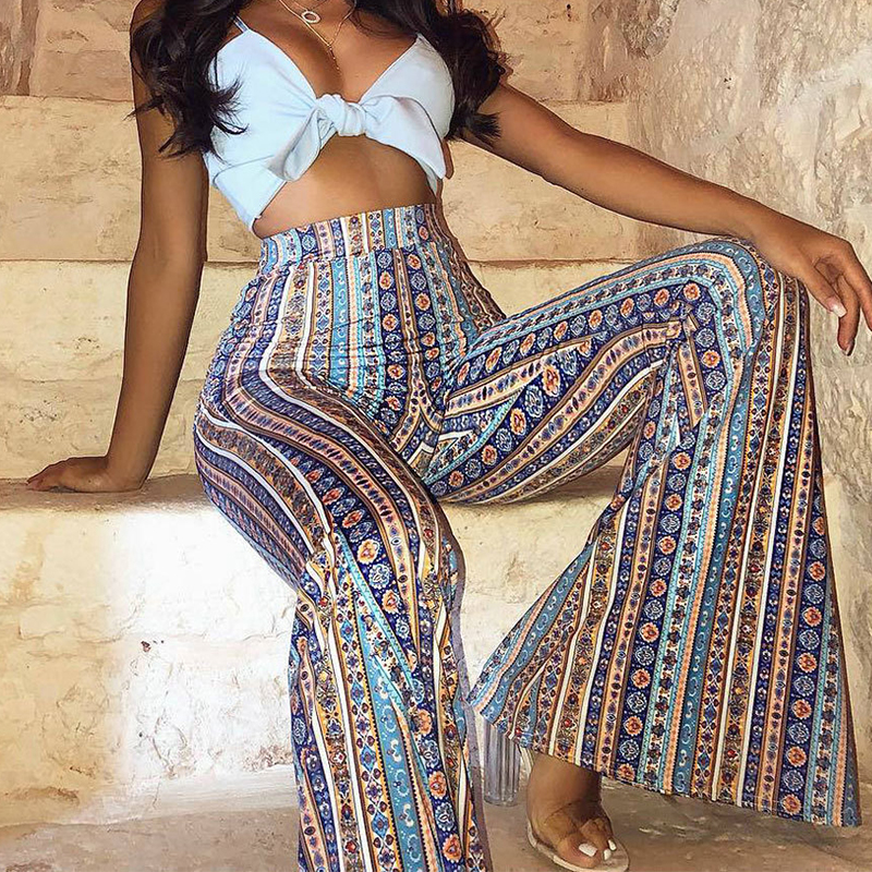 tribal print bell bottom pants