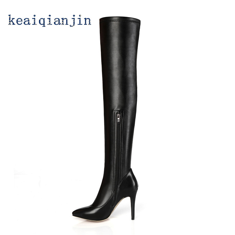 genuine leather high heel boots