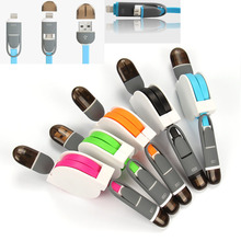 Free Shipping Auto Retractable 2 In 1 Micro Charger USB Data Cable for Phone 5 5s 6 6s& Most Android and Other USB Data Cable