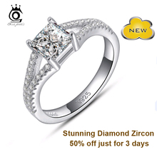 Fashion Wedding Ring with AAA Austrian Princess Cut Cubic Zirconia 925 Silver Ring on Platinum Plated
